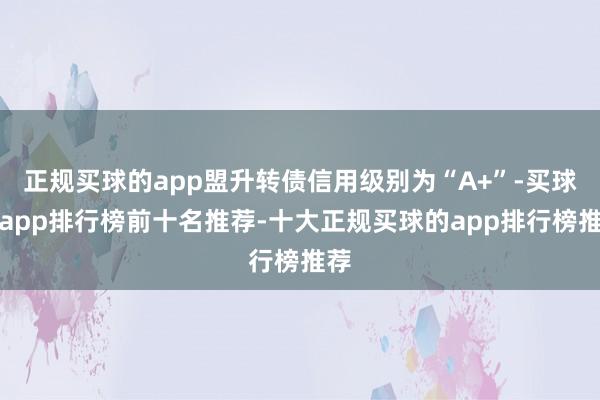 正规买球的app盟升转债信用级别为“A+”-买球的app排行榜前十名推荐-十大正规买球的app排行榜推荐