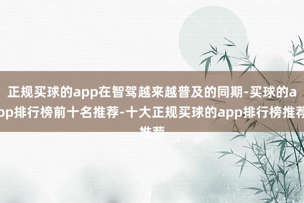 正规买球的app在智驾越来越普及的同期-买球的app排行榜前十名推荐-十大正规买球的app排行榜推荐