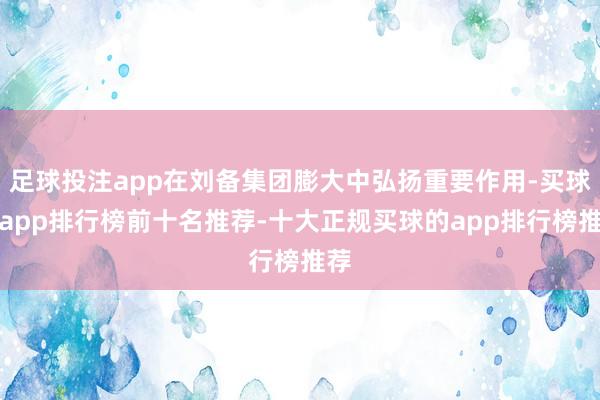 足球投注app在刘备集团膨大中弘扬重要作用-买球的app排行榜前十名推荐-十大正规买球的app排行榜推荐