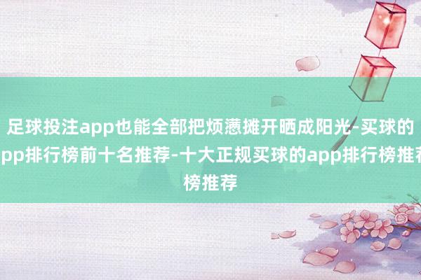 足球投注app也能全部把烦懑摊开晒成阳光-买球的app排行榜前十名推荐-十大正规买球的app排行榜推荐