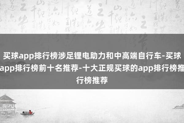 买球app排行榜涉足锂电助力和中高端自行车-买球的app排行榜前十名推荐-十大正规买球的app排行榜推荐