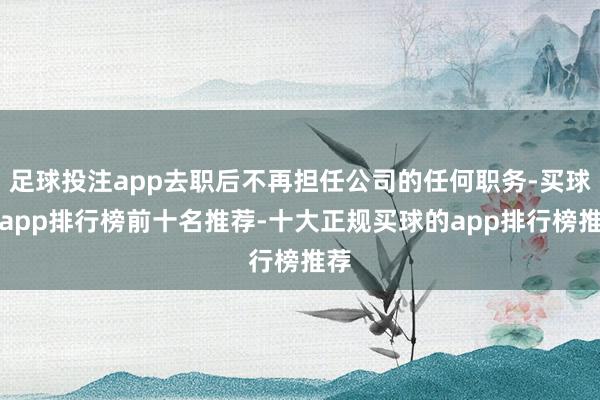 足球投注app去职后不再担任公司的任何职务-买球的app排行榜前十名推荐-十大正规买球的app排行榜推荐
